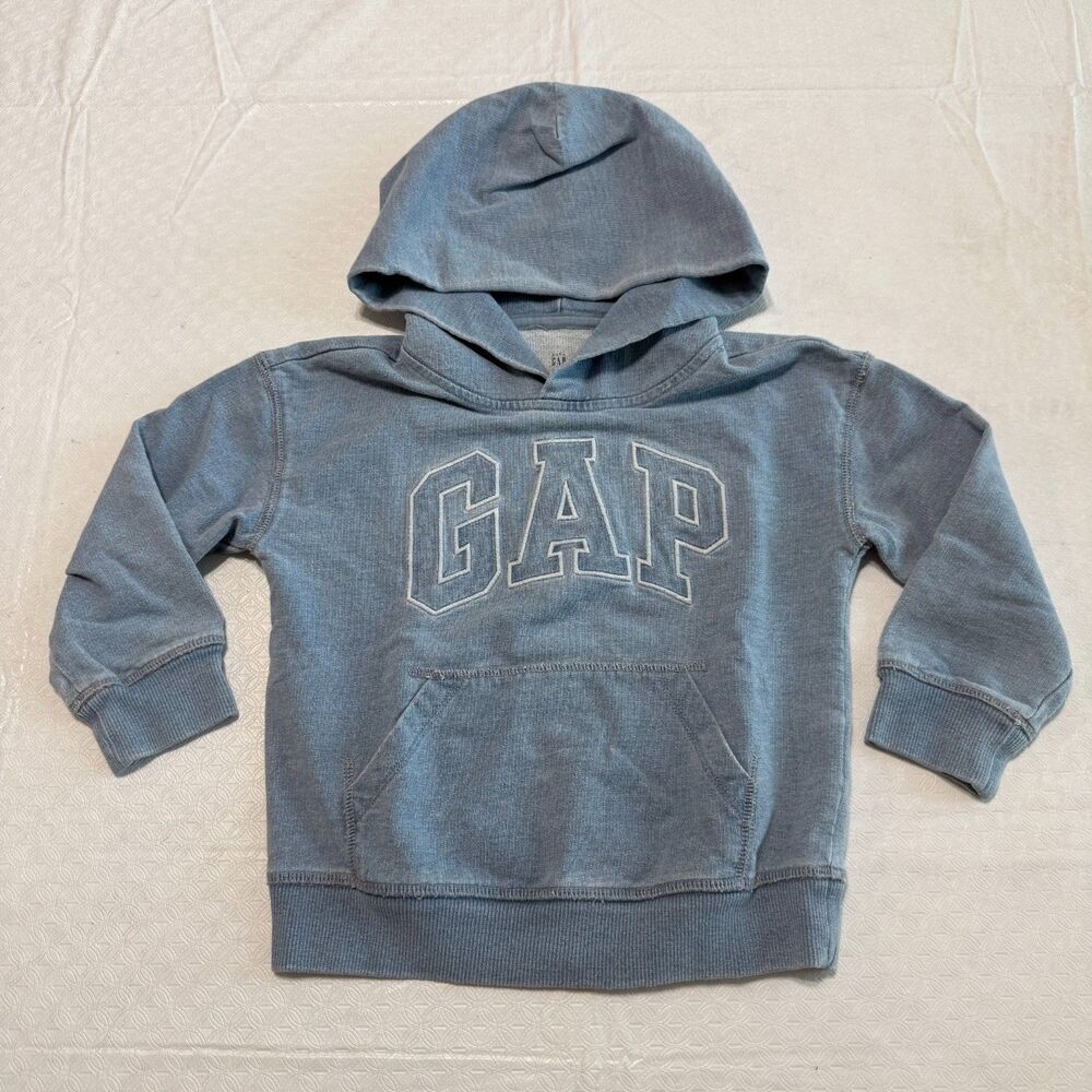 babyGap Toddler Classic Arch Logo Pullover Hoodie Blue Denim Wash 4T